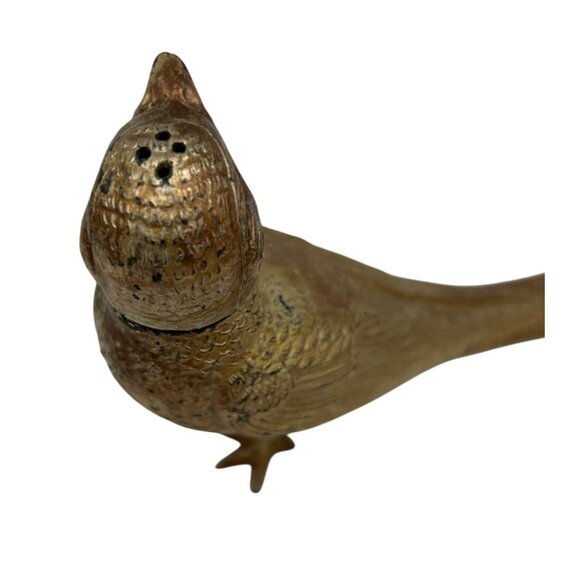 Salt & Pepper Shakers Pheasant Brass Bird MCM Figurine Vintage Heavy - Picture 7 of 15